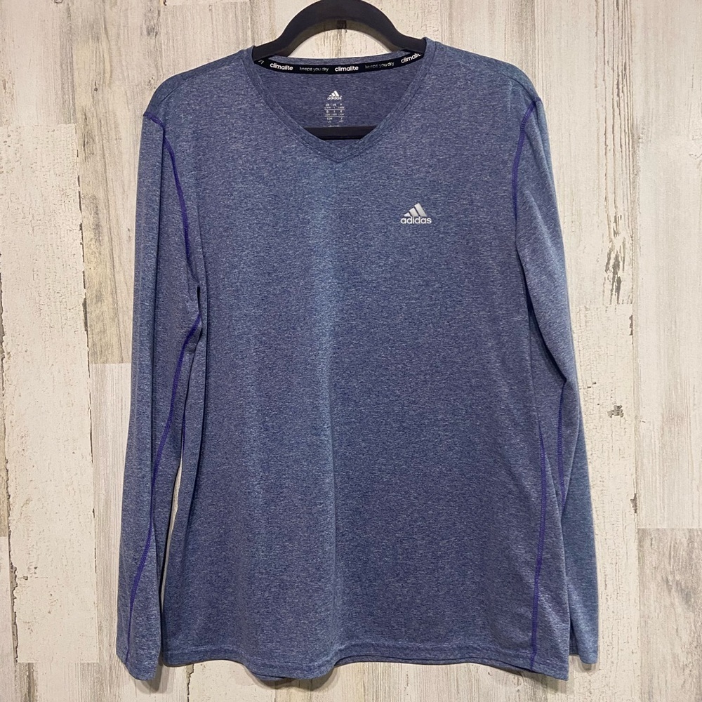 Adidas Heathered Purple Climalite Long Sleeve Large